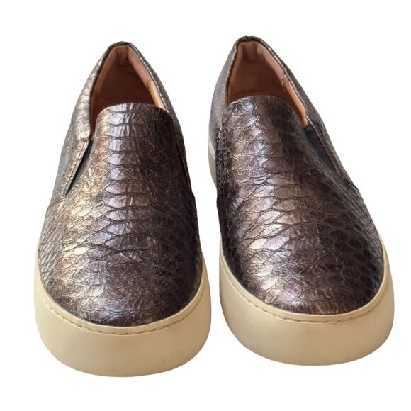 Frye Women's 8.5M Metallic Pewter Slip-On Sneakers - Picture 2 of 14